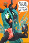  &lt;3 candy changeling dialog disgust eating equine fangs female feral food friendship_is_magic green_eyes hair holes horn long_hair love_hearts mammal my_little_pony queen_chrysalis_(mlp) solo sophiecabra tess_garman text wings 