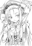  agahari dahlia_(rune_factory) greyscale hat long_hair monochrome pointy_ears rune_factory rune_factory_3 simple_background smile solo white_background 