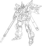  gundam gundam_unicorn highres lineart mecha monochrome no_humans sinanju smd666 