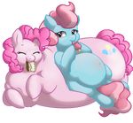  blue_fur blush chubby cutie_mark defenceless duo equine expansion female feral friendship_is_magic fur hair horse mammal mrs_cake_(mlp) my_little_pony pink_eyes pink_fur pink_hair pinkie_pie_(mlp) pony 