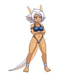  animated anklet barefoot bouncing_breasts breasts clothed clothing dragon dragon_tail erect_nipples fanatail female flashing grizela horn human hybrid low_res mammal mugen nipples plain_background skimpy tan thong tongue tongue_out transparent_background under_boob 