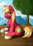  big_macintosh_(mlp) blonde_hair cutie_mark equine erection feral freckles friendship_is_magic green_eyes hair hi_res horse horsecock male mammal my_little_pony orange_hair outside penis pony precum red_body skipsy solo thick_penis 