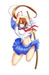  breasts brown_hair colorized highres kiryu_(1003) long_hair looking_at_viewer medium_breasts original school_uniform serafuku skirt solo sword weapon 