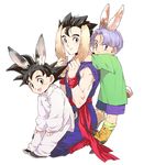  3boys animal_ears bunny_ears bunny_tail dragon_ball dragonball_z male male_focus multiple_boys pinki_(shounenkakuseiya) son_gohan son_goten tail trunks_(dragon_ball) 