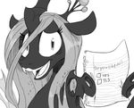  english_text female feral friendship_is_magic greyscale looking_at_viewer monochrome my_little_pony open_mouth queen_chrysalis_(mlp) solo sunibee sweetsing text wings 