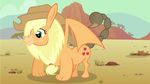  adcoon applejack_(mlp) blonde_hair cowboy_hat cutie_mark donkey equine female feral freckles friendship_is_magic fur green_eyes hair hat hybrid mammal manticore my_little_pony orange_fur outside sky tree what wings wood 