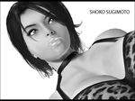  3d breasts choker cleavage dark_skin dutch_angle monochrome shoko_sugimoto sugimoto_shouko tan tanline umemaro umemaro_3d 