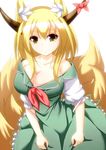  animal_ears blonde_hair breasts cleavage cosplay ex-keine fox_ears fox_tail horns kamishirasawa_keine kamishirasawa_keine_(cosplay) large_breasts merry_(diameri) smile solo tail touhou yakumo_ran yellow_eyes 