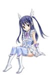  blue_eyes blue_hair boots bow bows child dress fairy_tail frills gloves mashima_hiro official_art simple_background thighhighs wendy_marvell 