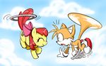  apple_bloom_(mlp) canine chibi-jen-hen cub cutie_mark duo equine female feral flying fox friendship_is_magic horse male mammal miles_prower my_little_pony pony sega sonic_(series) tails young 