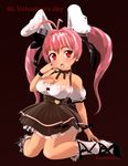  animal_ears black_shoes blush breasts bunny_ears di_gi_charat dice high_heels large_breasts long_hair looking_at_viewer open_mouth pink_hair red_eyes ribbon seismic shoes skirt tongue tongue_out twintails usada_hikaru 