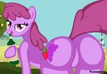  berry_punch_(mlp) big_butt butt equine female friendship_is_magic fur hair horse looking_at_viewer looking_back mammal my_little_pony pony presenting presenting_hindquarters purple_eyes purple_fur purple_hair smile solo tumiohax 