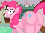  big_butt blue_eyes butt cutie_mark equine female feral friendship_is_magic fur grin hair horse insane inside looking_at_viewer looking_back mammal my_little_pony pink_fur pink_hair pinkie_pie_(mlp) pony presenting presenting_hindquarters smile solo tumiohax 