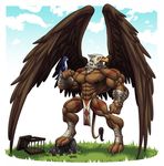  avian bandage beak biceps bird cage eagle feathers flexing grass gryphon gryphon_month invalid_tag loincloth male mammal muscles nipples pecs pose ripped rock rodent solo squirrel standing topless tribal underwear wings wolfiecanem wraps 