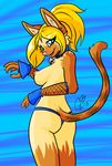  animal_ears anthro arm_stockings bell blonde_hair blue_eyes breasts butt cat collar ear_piercing earings feline female fenix hair long_hair looking_at_viewer mammal nipples open_mouth panties piercing ponytail siamese silvermidnight smile solo underwear 