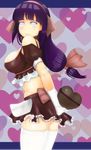  1girl absurdres bare_shoulders candy gloves hairband heart highres hyuuga_hinata long_hair looking_at_viewer low-tied_long_hair naruto purple_hair sakuama skirt solo thighhighs white_eyes white_legwear 