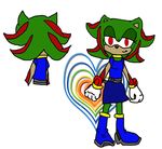  blue clothed clothing female hedgehog mammal original_character_do_not_steal plain_background recolor red_eyes sega solo sonic_(series) sonic_the_hedgehog what_has_science_done white_background 