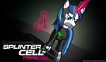  equine feral friendship_is_magic gun horn horse levitation magic male mammal my_little_pony pony ranged_weapon shining_armor_(mlp) solo splinter_cell unicorn video_games weapon 