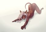  all_fours alphabitch anthro ass_up canine female hair jackal mammal nude pinup plain_background pose seductive solo white_background white_hair 