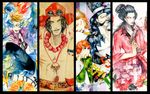  black_hair blonde_hair blue_fire border brown_hair character_name cut-in fiery_wings fire flower_sword_vista gun handgun haruta_(one_piece) hat izou_(one_piece) jewelry jolly_roger male_focus marco multiple_boys multiple_girls necklace one_piece open_clothes open_shirt pirate pistol portgas_d_ace purple_shirt sandals shirt stampede_string tattoo thatch top_hat topless weapon whitebeard_pirates 