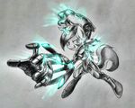  amazing anthro anthrofied armor discommunicator equine female friendship_is_magic horn league_of_legends lyra_(mlp) lyra_heartstrings_(mlp) mammal monochrome my_little_pony solo traditional_media unicorn 