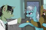  bite bite_mark black_hair blood clothing door equine female feral friendship_is_magic green_eyes grey_hair hair horn horse madhotaru mammal messy_hair my_little_pony necktie orderly pony purple_eyes red_eyes screw_loose_(mlp) unicorn 