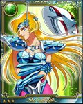  80s armor blonde_hair card chameleon_june galaxy_card kurumada_masami long_hair oldschool saint_seiya shonen_jump 