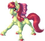  alpha_channel amber_eyes apple_bloom_(mlp) bow equine female feral friendship_is_magic hair horse kittehkatbar mammal my_little_pony plain_background pony red_hair solo transparent_background young 
