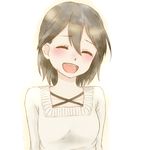  1girl black_hair blush eyes_closed inaba_himeko kokoro_connect open_mouth short_hair simple_background smile solo tears white_background 