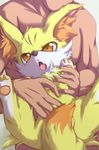  canine covering covering_self female fennec fennekin fox fur male mammal nintendo nude oinari open_mouth pok&#233;mon pok&eacute;mon video_games yellow_fur 