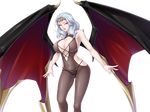  1girl breasts cara_cromwell cara_the_blood_lord kagami kagami_hirotaka large_breasts lilith-soft nipples see-through simple_background white_hair wings 
