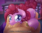  blue_eyes breasts cutie_mark duo equine female feral friendship_is_magic fur hair horse interspecies lesbian looking_at_viewer mammal milk milky_way_(character) my_little_pony nipples nom nude orange_fur pink_fur pink_hair pinkie_pie_(mlp) pony subtitled surgicalarts teats text thepinkling 