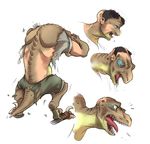  abs biceps dinosaur human kuma male mammal muscles raptor reptile scalie transformation 