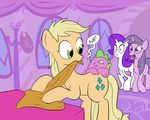  applejack_(mlp) bite bitting blonde_hair cowboy_hat cutie_mark docwario dragon equine female feral friendship_is_magic green_eyes hair hat horn horse mammal my_little_pony pony purple_eyes purple_hair rairty_(mlp) rarity_(mlp) scalie spike_(mlp) surprise twilight_sparkle_(mlp) unicorn 