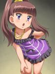  :o amano_nene awa blush bow brown_hair digimon digimon_xros_wars dress high_ponytail jewelry leaning_forward long_hair necklace purple_eyes solo split_ponytail 