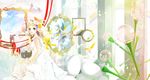  ahira_yuzu blue_eyes dress flowers mirror original white_hair 