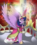  crown dress equine female feral friendship_is_magic glowing hair horn horse magic mammal multi-colored_hair my_little_pony pony purple_eyes solo standing twilight_sparkle_(mlp) v-d-k winged_unicorn wings 