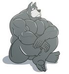  anthro biceps big_muscles canine dane dog fur great great_dane hound_(character) houndgrey lounging male mammal muscles nude pecs pose random wrestler 