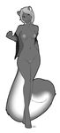  female greyscale looking_at_viewer mammal maxxmissions monochrome nude plain_background pussy rodent skunk solo squirrel standing undressing white_background wide_hips 
