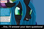  celestias_servant_interview changeling english_text equine fangs female feral friendship_is_magic green_eyes horn interview mammal my_little_pony queen_chrysalis_(mlp) solo text 