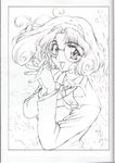  1girl 90s fuu glasses hououji_fuu ishida_atsuko lineart looking_at_viewer magic_knight_rayearth oldschool open_mouth production sketch smile solo 