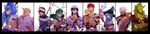  6+boys absurdres armor bird column_lineup drakon earrings hat highres hinahoho ja'far jewelry long_image magi_the_labyrinth_of_magic masrur mochi_(m1249) multiple_boys multiple_girls pisti ring sharrkan shield sinbad_(magi) spartos staff sword turban weapon wide_image witch_hat yamuraiha 