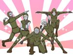  5boys artist_request blue_skin bolt_grand character_request gamilas ginyu_force ginyu_force_pose gol_heini hayabusa_koi jarun_bern joran_mezze military military_uniform multiple_boys parody pose rous_keel uchuu_senkan_yamato uchuu_senkan_yamato_2199 uniform vance_bohen 