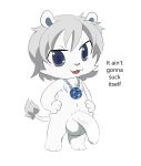  anime anthro balls big_balls big_penis blue_eyes cub cute_fangs english_text feline flaccid fur granite_(jewelpet) humanoid_penis inubashiri jewelpet jewelry lion looking_at_viewer male mammal necklace nude open_mouth pantherine penis sanrio simple_background smile solo standing text uncut white_fur young 