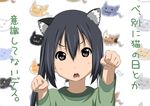  animal_ears black_hair brown_eyes cat_ears k-on! long_hair nakano_azusa oku_no_shi solo 