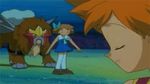  2girls animated animated_gif brown_hair child dress ears entei eyes_closed fur green_eyes hair_ornament hair_ribbon kasumi_(pokemon) lowres mii_snowdon multiple_girls nintendo orange_hair pokemon pokemon_(anime) ribbon short_hair skirt smile snowdon_me underwater 