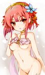  1girl blush breasts collar female hairband looking_at_viewer magi_the_labyrinth_of_magic morgiana nakaikane nipples orange_eyes pussy red_hair short_hair solo uncensored 