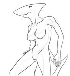 breasts clitoris female fish greyscale marine monochrome nipples nude pussy shark sketch solo vck 