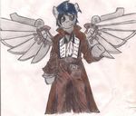  anthro clothing equine friendship_is_magic horn male mammal my_little_pony orginal_character original_character plain_background rayfriedh solo steampunk suit unicorn wings 