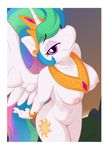  ajin anthro anthrofied breasts equine female friendship_is_magic hi_res horn horse mammal my_little_pony pinup pony pose princess princess_celestia_(mlp) pussy royalty smile solo winged_unicorn wings 